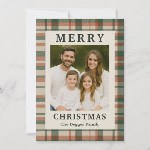 Rustic Plaid Custom Christmas Photo Card