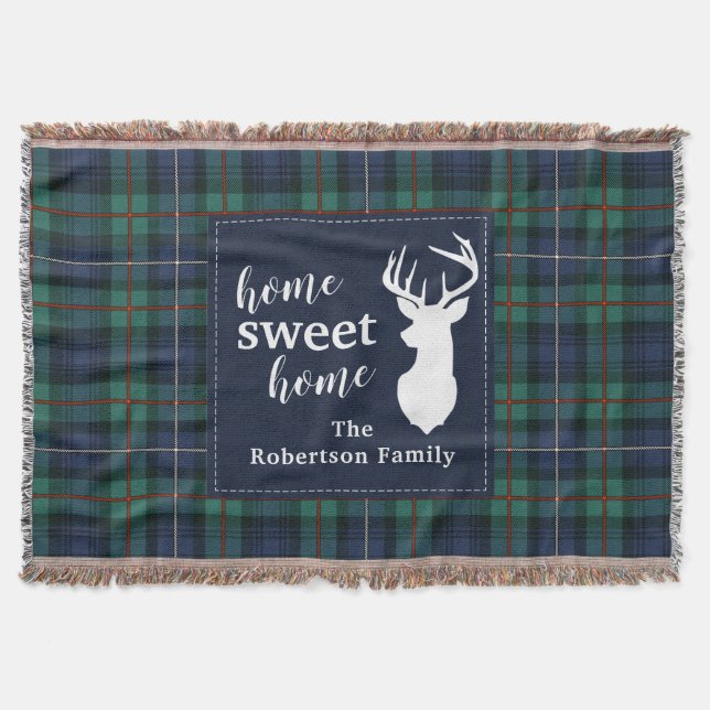Rustic Plaid Elegant Robertson Tartan Throw Blanket (Front)