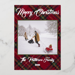 Rustic Plaid Family Christmas Photo Collage