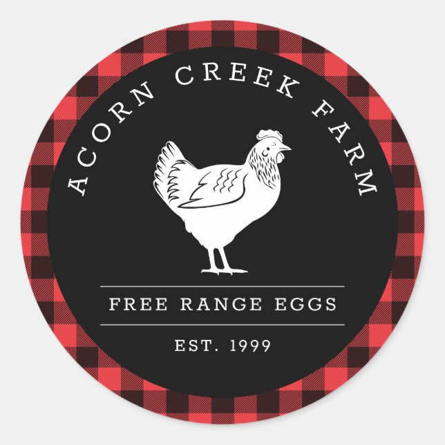 Rustic Plaid Family Farm Chicken Labels (Front)