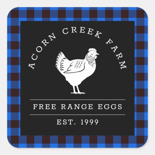 Rustic Plaid Family Farm Chicken Labels (Front)