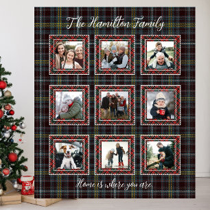 Rustic Plaid Family Photo Collage Blanket