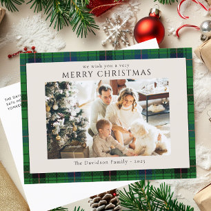 Rustic Plaid Family Photo Custom Tartan Christmas Holiday Postcard