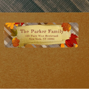 Rustic Plaid Gold Brushstroke Thanksgiving
