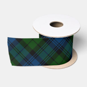 Rustic Plaid Green Campbell Military Tartan Satin Ribbon