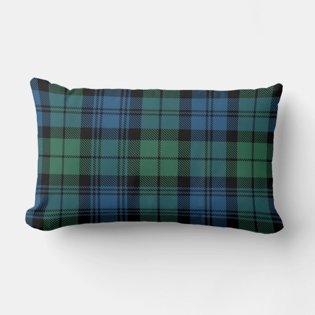 Rustic Plaid Green Campbell Tartan  Lumbar Cushion (Front)