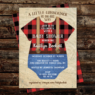 Rustic Plaid Lumberjack Boys Baby Shower Invitation