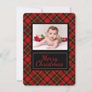 Rustic Plaid Merry Christmas Photo Card