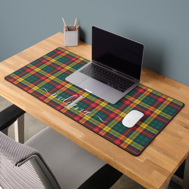 Rustic Plaid Monogram Classic Buchanan Tartan Desk Mat (Office 2)