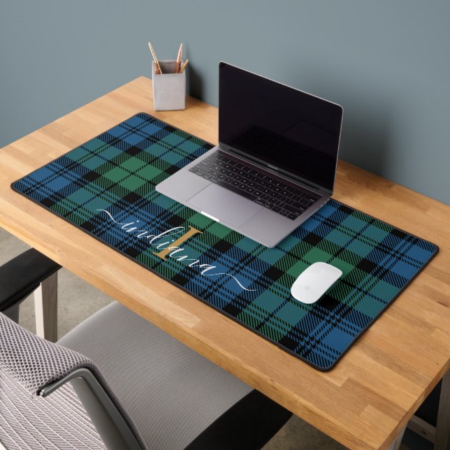 Rustic Plaid Monogram Classic Campbell Tartan Desk Mat (Office 2)