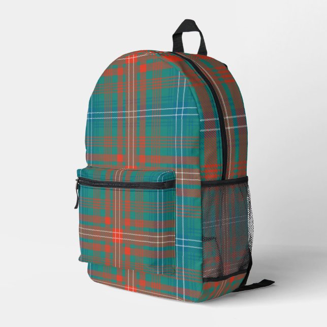 Rustic Plaid Orange Wilson Tartan Printed Backpack (Back Corner Right)