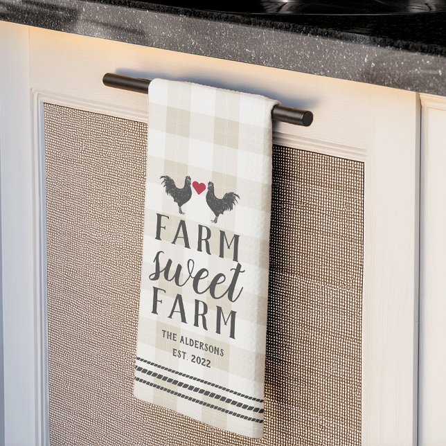 Rustic Plaid Personalised Farm Sweet Farm Tea Towel (Creator Uploaded)