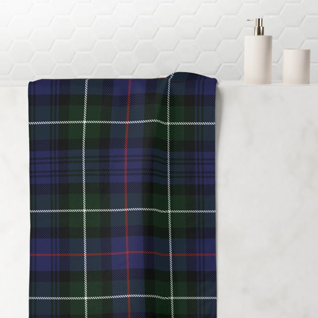 Rustic Plaid Purple and Green Highland Tartan Bath Towel (Plaid KacKenzie Tartan Bath Towel)