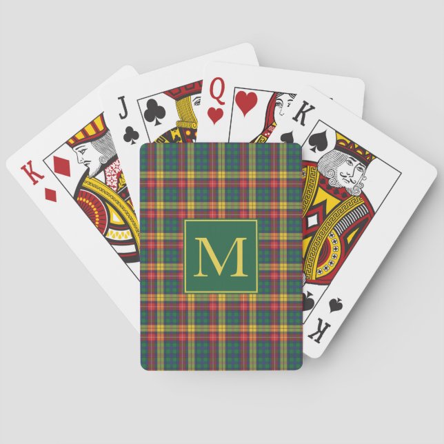Rustic Plaid Red Green Yellow Buchanan Playing Cards (Back)