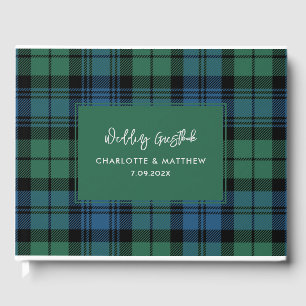 Rustic Plaid Script Campbell Tartan Wedding Guest Book