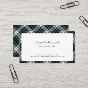 Rustic Plaid Script Elegant Makeup Artist Tartan Business Card