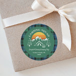 Rustic Plaid Tartan Family Camping Squad Campbell Classic Round Sticker<br><div class="desc">Add a classic and traditional touch to your camping game with this plaid Clan Campbell tartan green black blue check paper plate. Makes a great fathers day gift or as a treat to yourself. Match it with your latest plaid putter or driver cover while maintaining a great family tradition. Combine...</div>