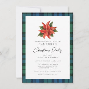 Rustic Plaid Watercolor Campbell Tartan Christmas Invitation