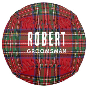 Rustic Plaid Wedding Groomsman Custom Tartan Softball