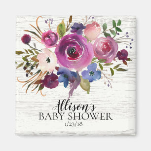 Rustic Plum Blue Lavender Shower Favour Magnet