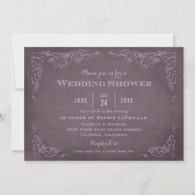 Rustic Plum Purple Vineyard Wedding Shower Invitation (Front)