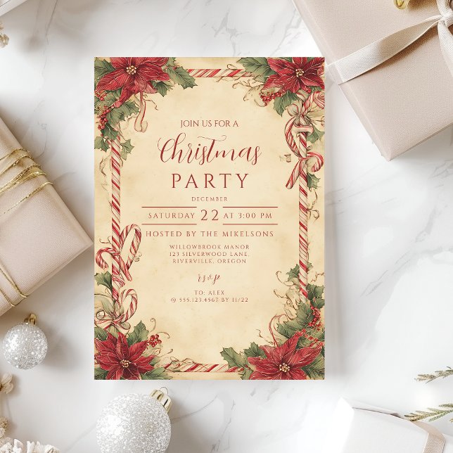 Rustic Poinsettia Holiday Invitation (Creator Uploaded)