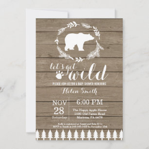 Rustic Polar Bear Baby Shower Invitation