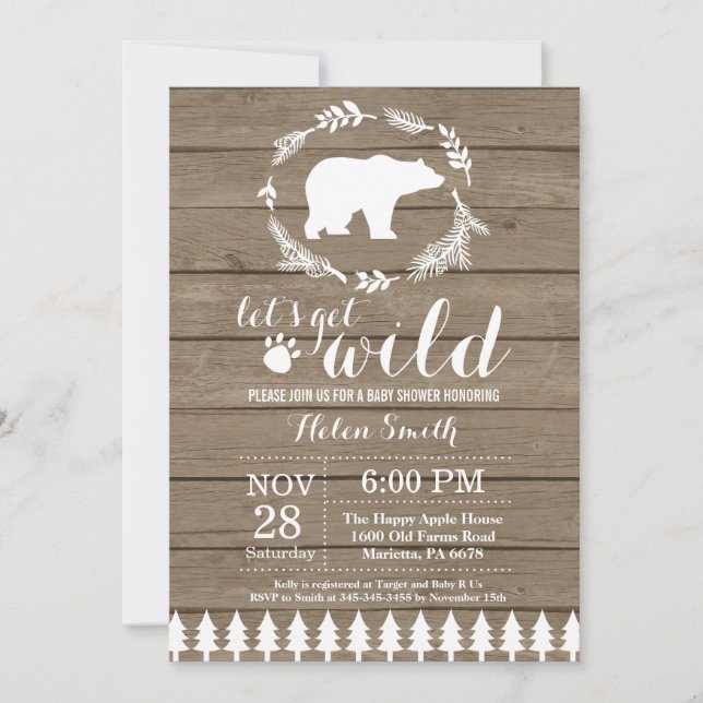 Rustic Polar Bear Baby Shower Invitation (Front)