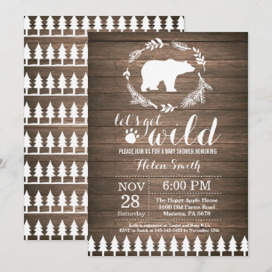 Rustic Polar Bear Baby Shower Invitation
