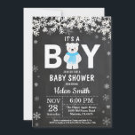 Rustic Polar Bear Winter Boy Baby Shower Invitation<br><div class="desc">Rustic Polar Bear Winter Boy Baby Shower Invitation. White Snowflake. Baby its cold outside Baby Shower invitation. Boy Baby Shower Invitation. Winter Holiday Baby Shower Invite. Chalkboard Background. Black and White. For further customisation,  please click the "Customise it" button and use our design tool to modify this template.</div>
