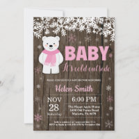 Rustic Polar Bear Winter Girl Baby Shower