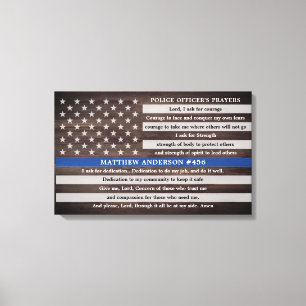 Rustic Police Officers Prayer Gift Thin Blue Line Canvas Print