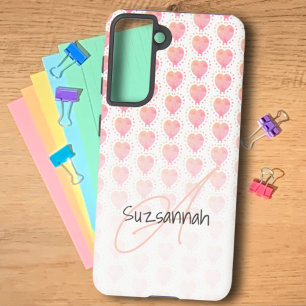Rustic Polka Dot Azalea Pink Heart Pattern Custom Samsung Galaxy Case