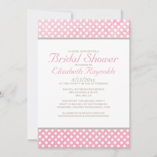 Rustic Polka Dot Bridal Shower Invitations (Front)