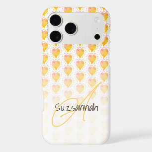 Rustic Polka Dot Golden Sand Yellow Heart Pattern