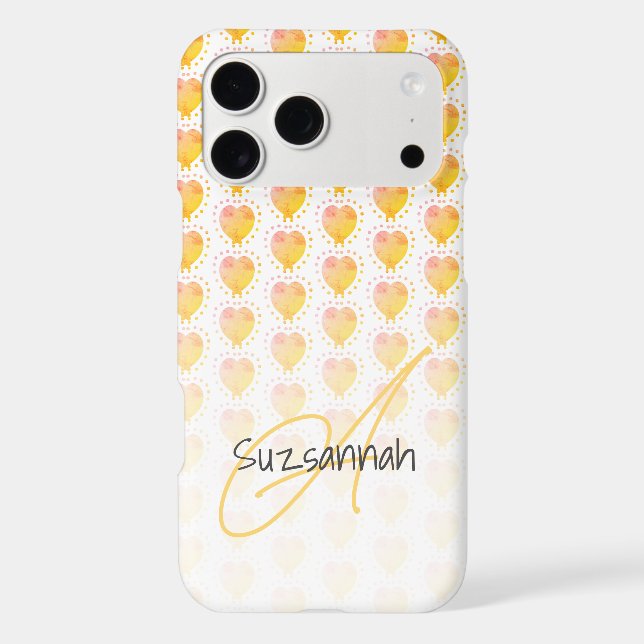 Rustic Polka Dot Golden Sand Yellow Heart Pattern  (Back)