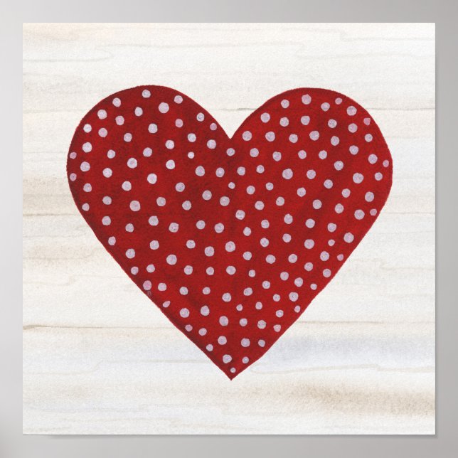 Rustic Polka Dot Valentine Heart Poster (Front)