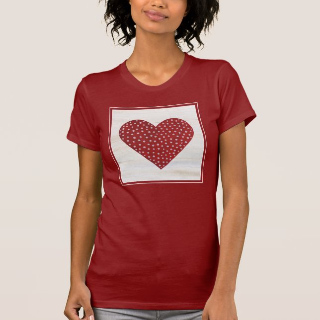Rustic Polka Dot Valentine Heart T-Shirt (Front)