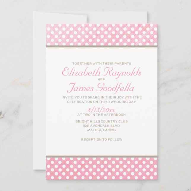 Rustic Polka Dot Wedding Invitations (Front)