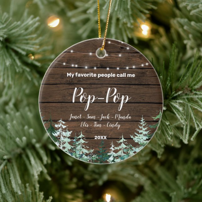 Rustic Pop Pop Christmas Ornament Grandparent (Tree)