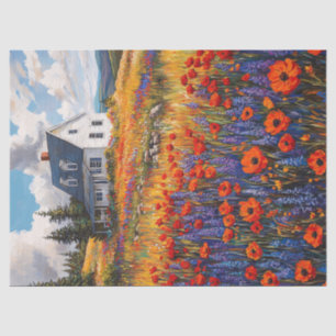 Rustic Poppy and Lupine Flower Field Decoupage Tissue Paper