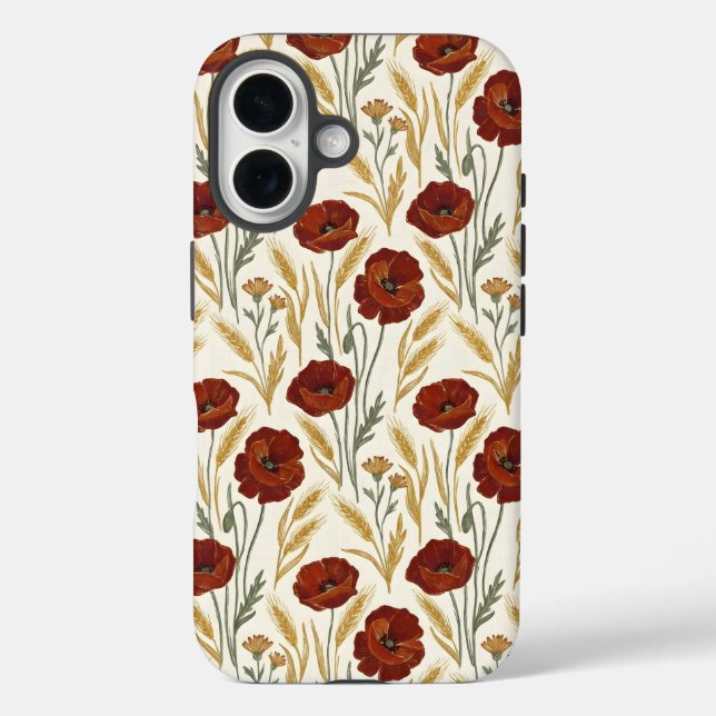 Rustic Poppy Harvest – Vintage Red Wildflower Case-Mate iPhone Case (Back)