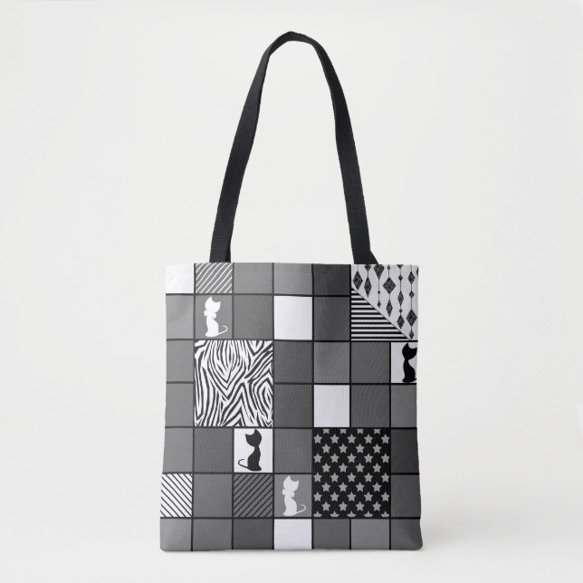 Rustic, Popular, Black and white, Patchwork, Simpl Tote Bag (Front)