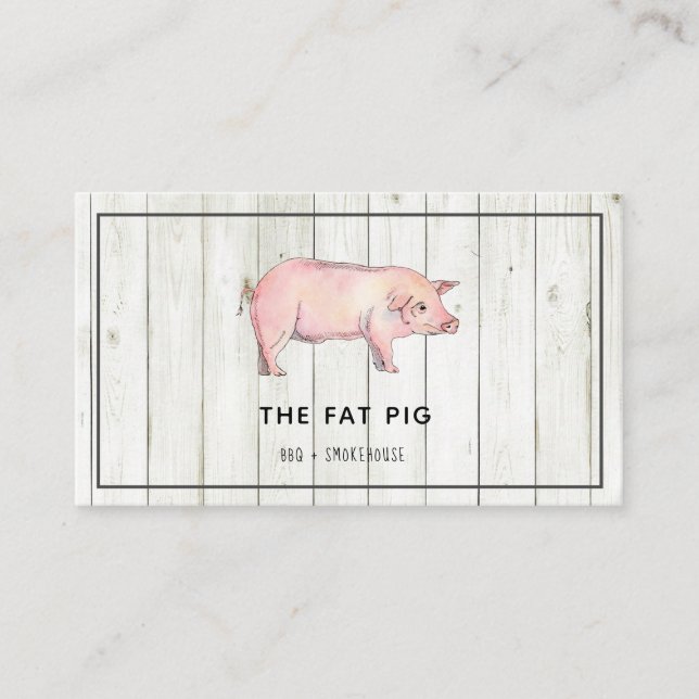 Rustic Pork BBQ Resturant Business Card (Front)