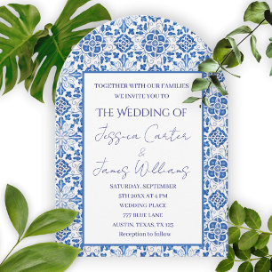 Rustic Portuguese Tiles Mediterranean Wedding Invitation