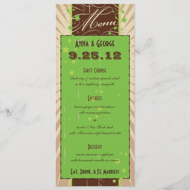 Rustic Poster: Apple Green Custom Wedding Menu (Front)