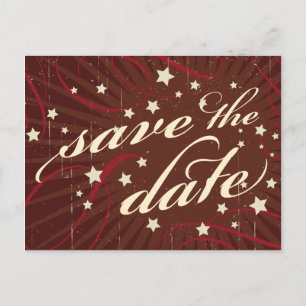 Rustic Poster: Chocolate Burgundy Save the Date Announcement Postcard
