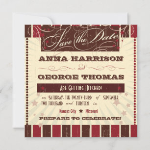 Rustic Poster: Chocolate Burgundy Save the Date Invitation