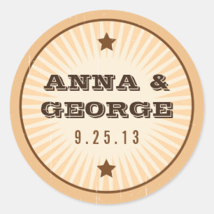 Rustic Poster: Cream & Brown Wedding Sticker Seal