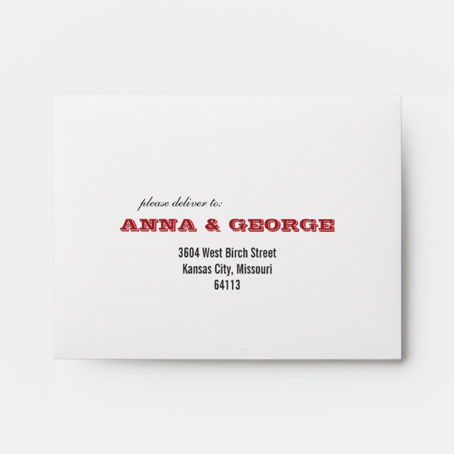 Rustic Poster: Red & Black Printed A2 Envelope (Front)